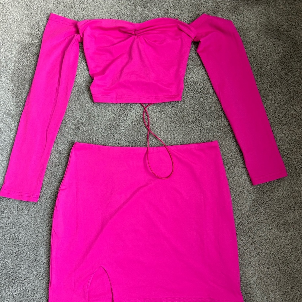 Pink Ruched Mini Skirt - Picture 6 of 6